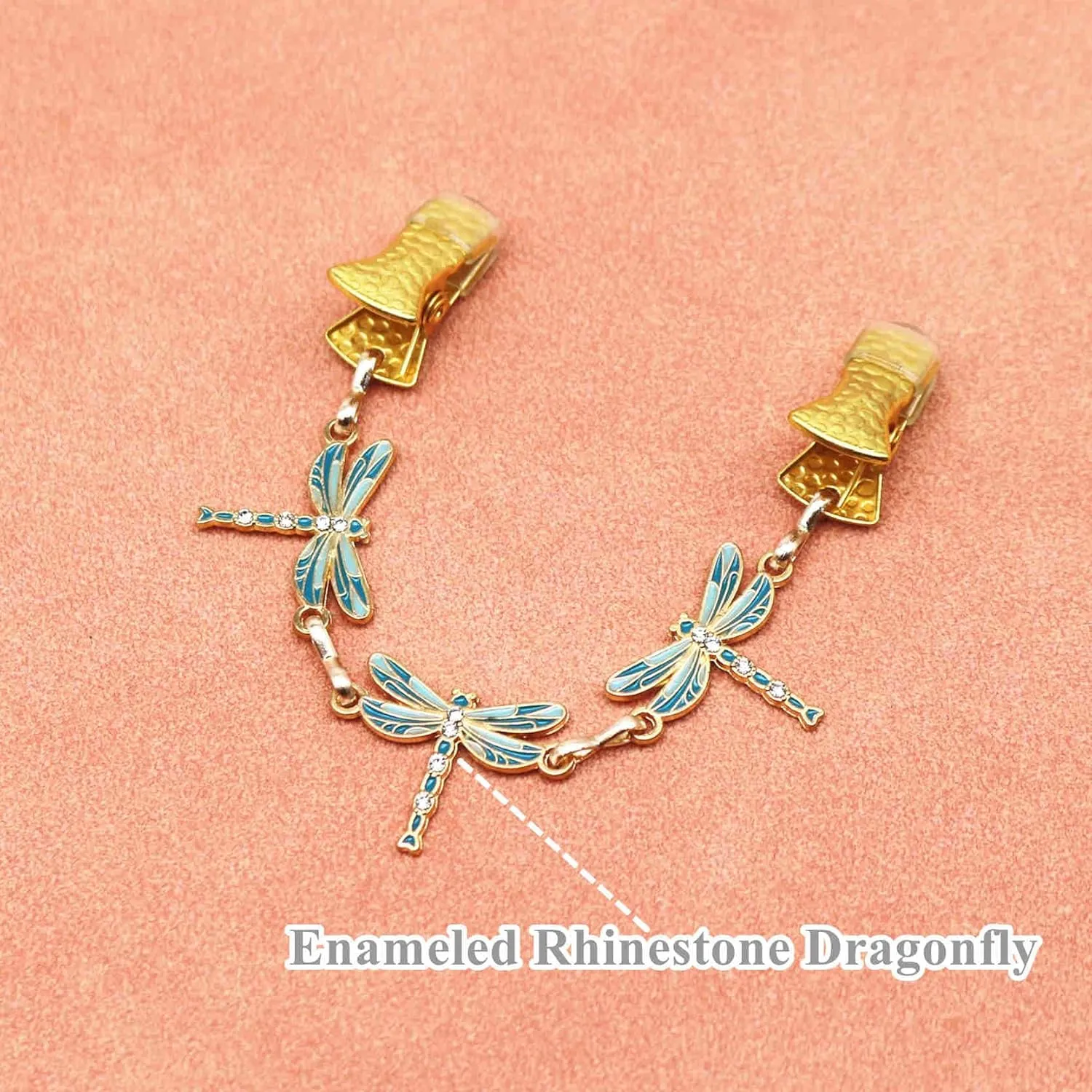 Gold Dragonfly Sweater Cardigan Clip Metal Dress Clothes Top Cinch Clip Shawl Scarf Collar Brooch Cloak Cape Clasp Jewelry