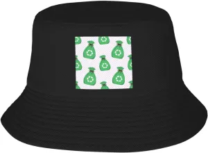 Green Garbage Bag Seamless Pattern Bucket Hat for Women Men Bucket Hats Summer Sun Hats Beach Travel Fishing Golf Cap