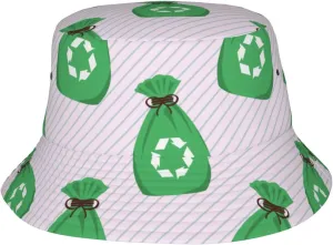 Green Garbage Bag Seamless Pattern Bucket Hat for Women Men Bucket Hats Summer Sun Hats Beach Travel Fishing Golf Cap