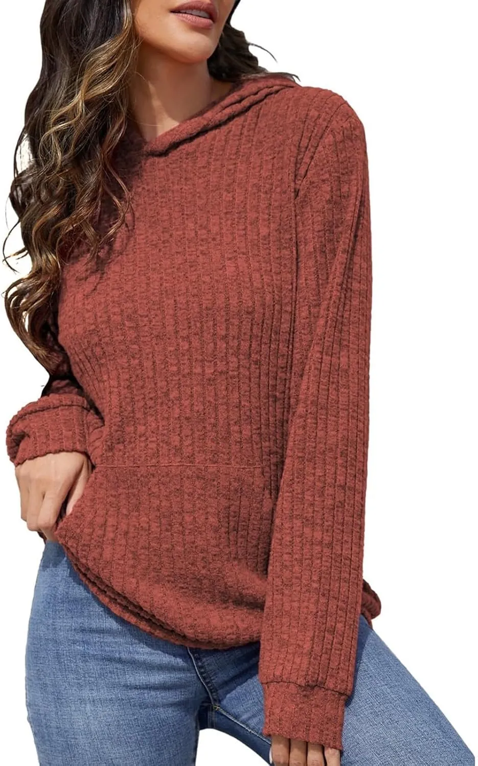 Gumipy Oversized Hoodies Sweatshirt for Women Knit Long Sleeve Shirts Tops Trendy Tunic Sweater Sweatshirt Comfrt Hoodie
