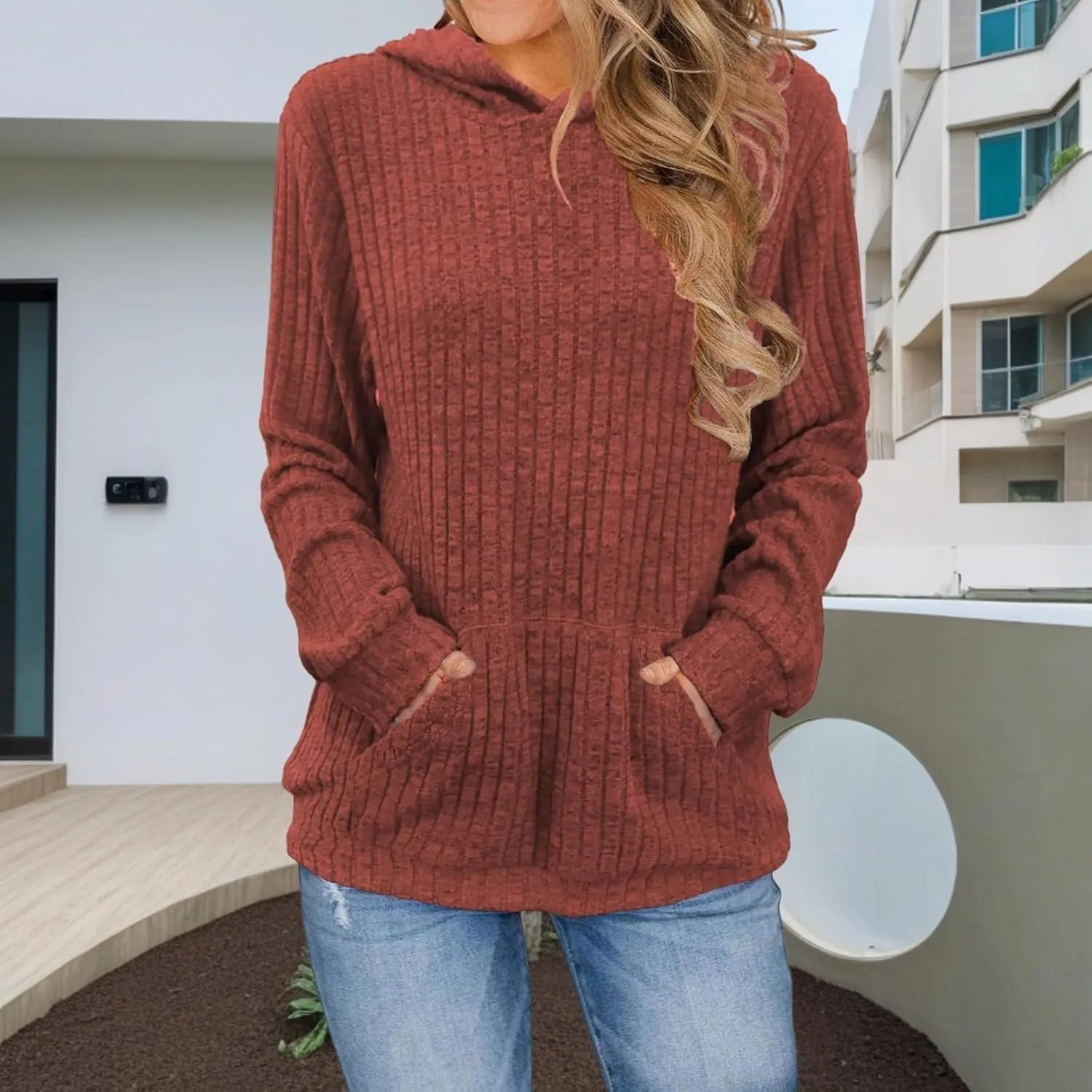 Gumipy Oversized Hoodies Sweatshirt for Women Knit Long Sleeve Shirts Tops Trendy Tunic Sweater Sweatshirt Comfrt Hoodie