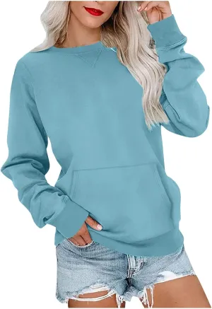 Gumipy Oversized Sweatshirt for Women Trendy Long Sleeve Crewneck Sweatshirts Sweater Casual Fleece Tunic Sweatshirts No Hood