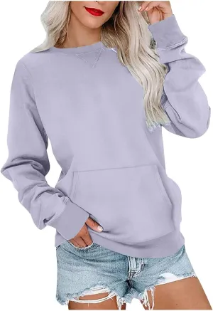 Gumipy Oversized Sweatshirt for Women Trendy Long Sleeve Crewneck Sweatshirts Sweater Casual Fleece Tunic Sweatshirts No Hood