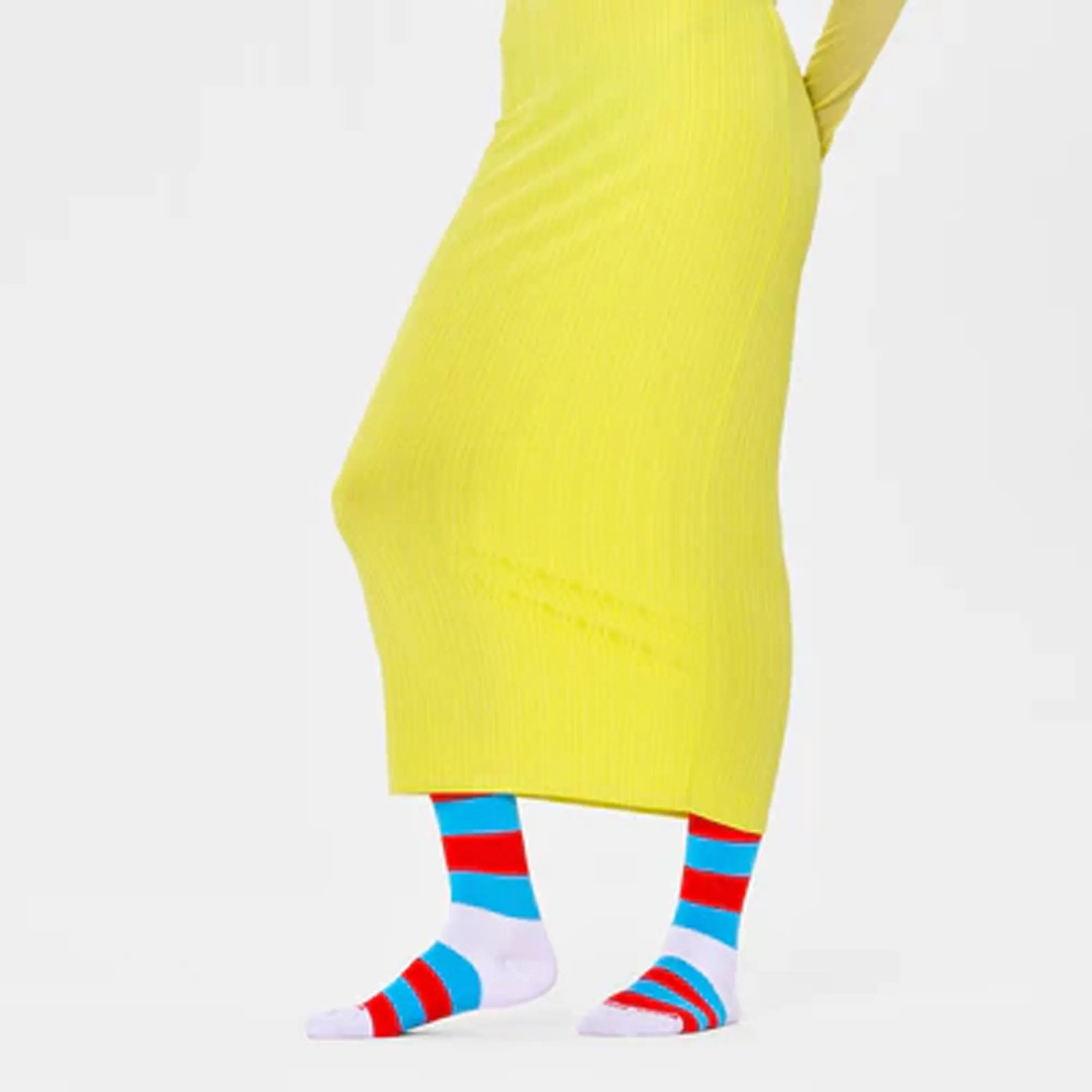 Happy Socks | STRIPE IT 3/4 CREW SOCK  { WHITE/RED/BLUE