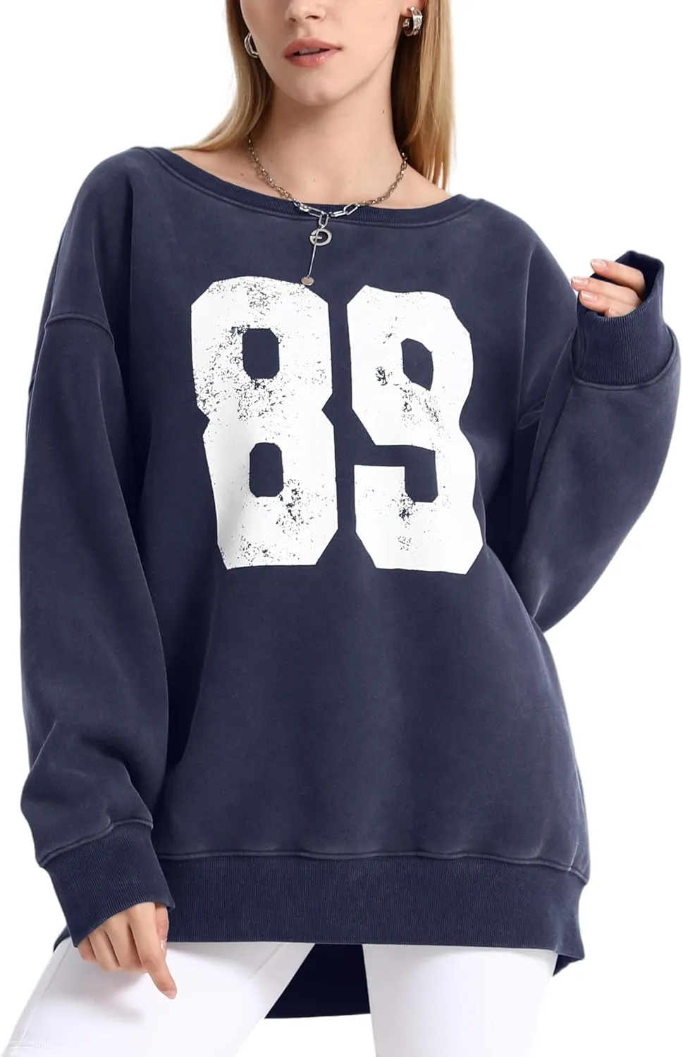 Hatant Off the Shoulder Sweatshirts Womens Graphic Hoodies Jersey Sweatshirts Off Shoulder Sweat Pullover Hoodies for Women