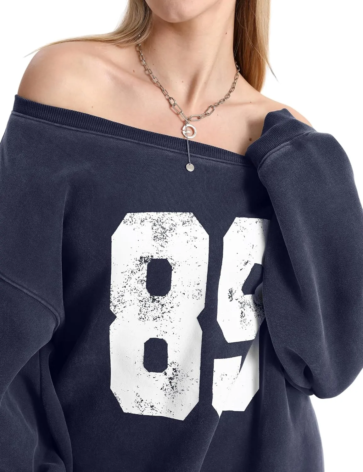 Hatant Off the Shoulder Sweatshirts Womens Graphic Hoodies Jersey Sweatshirts Off Shoulder Sweat Pullover Hoodies for Women
