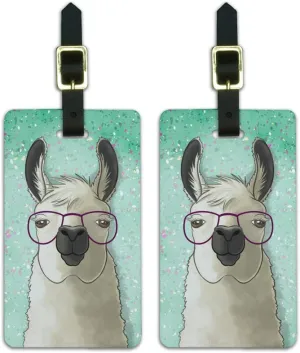 Hip Llama with Glasses Luggage ID Tags Suitcase Carry-On Cards - Set of 2