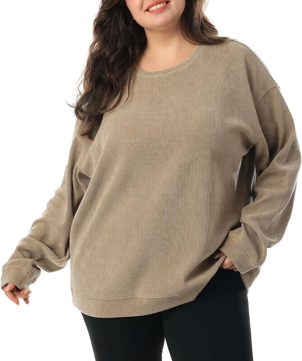 HOdo Women's Plus Size Sweatshirts Oversized Pullover Long Sleeve Tops Crew Neck Sweat Shirt Casual Loose Fitting 1X-5X