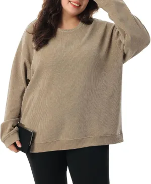 HOdo Women's Plus Size Sweatshirts Oversized Pullover Long Sleeve Tops Crew Neck Sweat Shirt Casual Loose Fitting 1X-5X