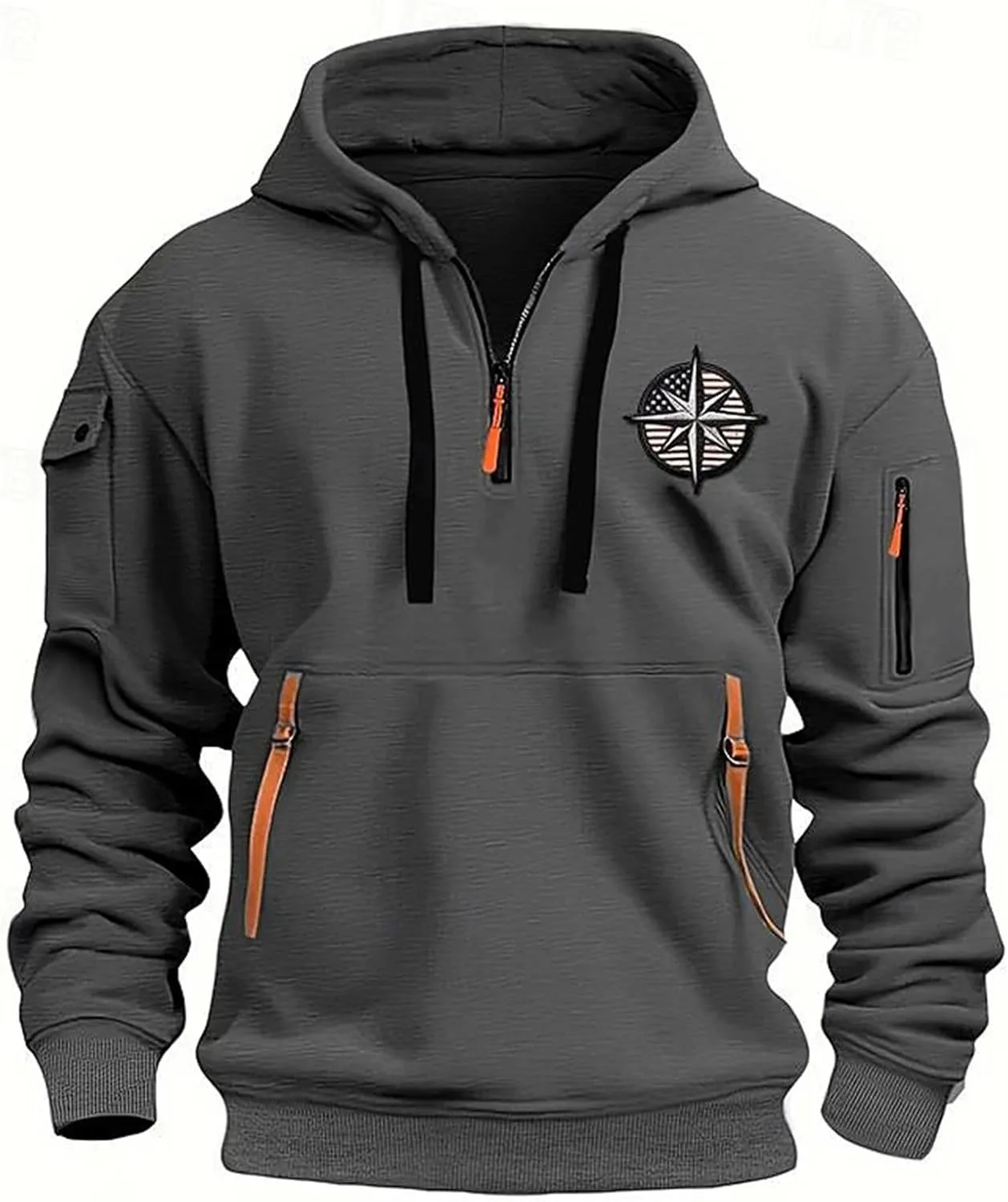 Hoodies for Men Collar Drawstring Hoodies Pullover Casual Long Sleeve Athletic Sweatshirts 2024