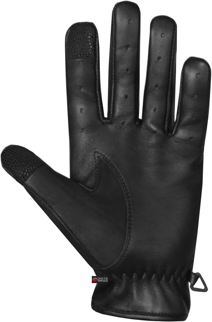 Jackets 4 Bikes Mens Transporter Genuine Lambskin Aniline Leather Driving Gloves Ventilated