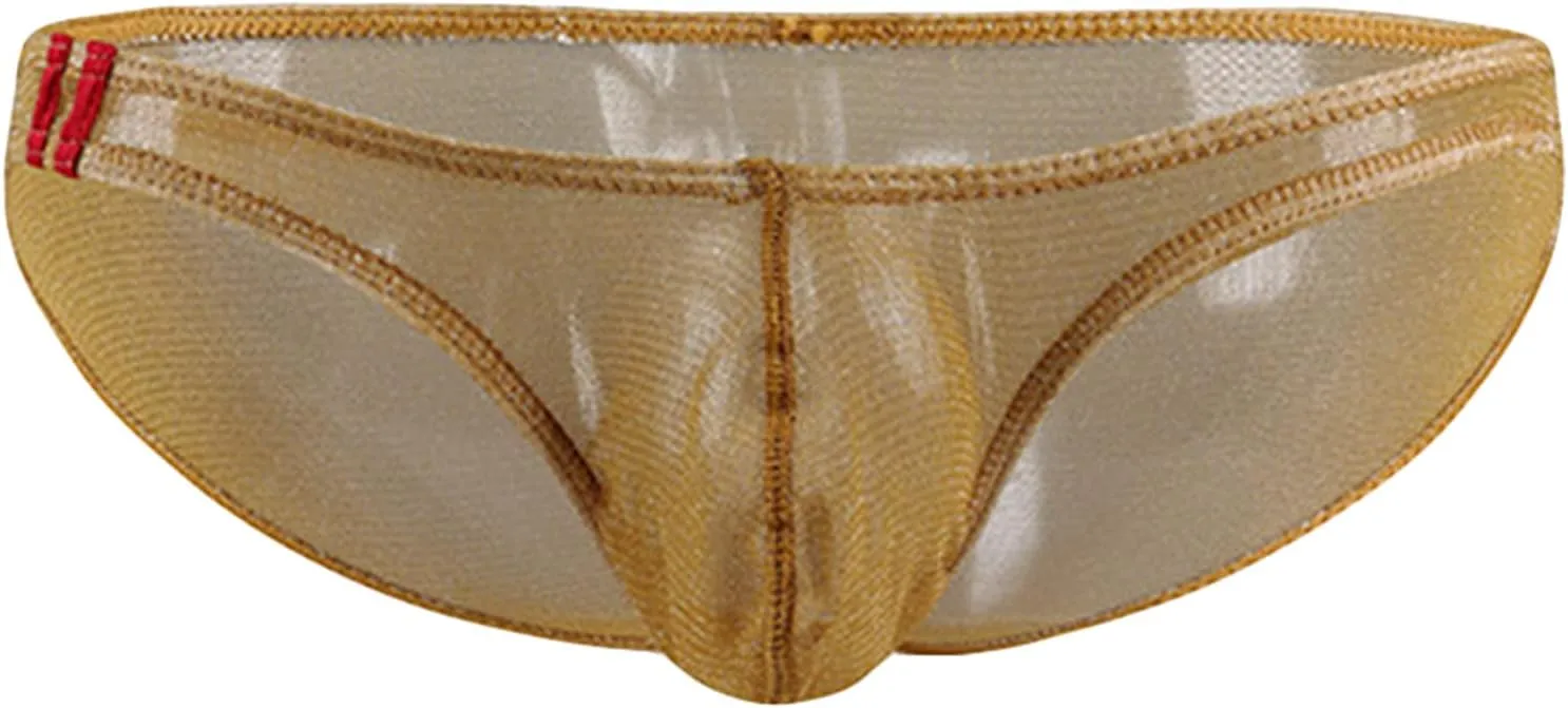 JEsilunmaMY Men's Mesh Bikini Briefs Low Rise See Through Bulge Pouch Underwear Transparent Breathable Sexy Panties Swimwear
