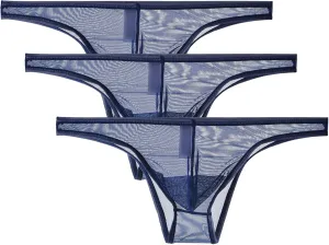 JEsilunmaMY Men's Mesh Transparent Bikini Briefs See Through Low Rise Underwear Solid Color Breathable Sheer Triangle Brief
