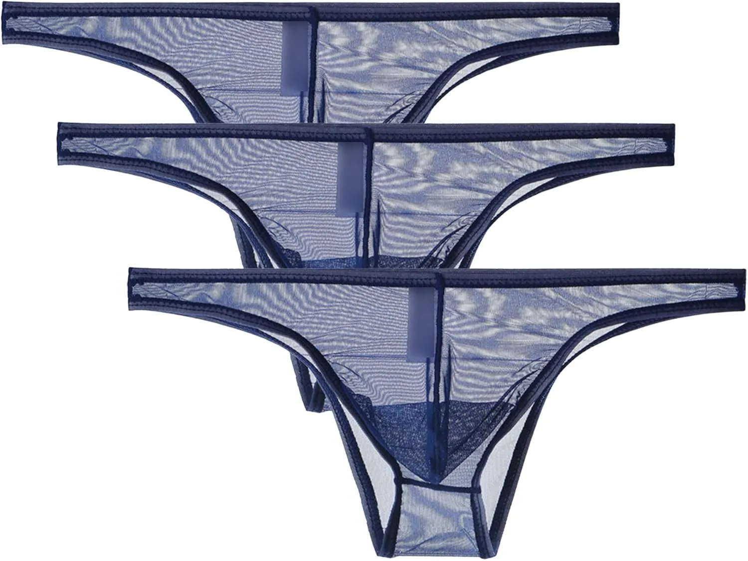 JEsilunmaMY Men's Mesh Transparent Bikini Briefs See Through Low Rise Underwear Solid Color Breathable Sheer Triangle Brief