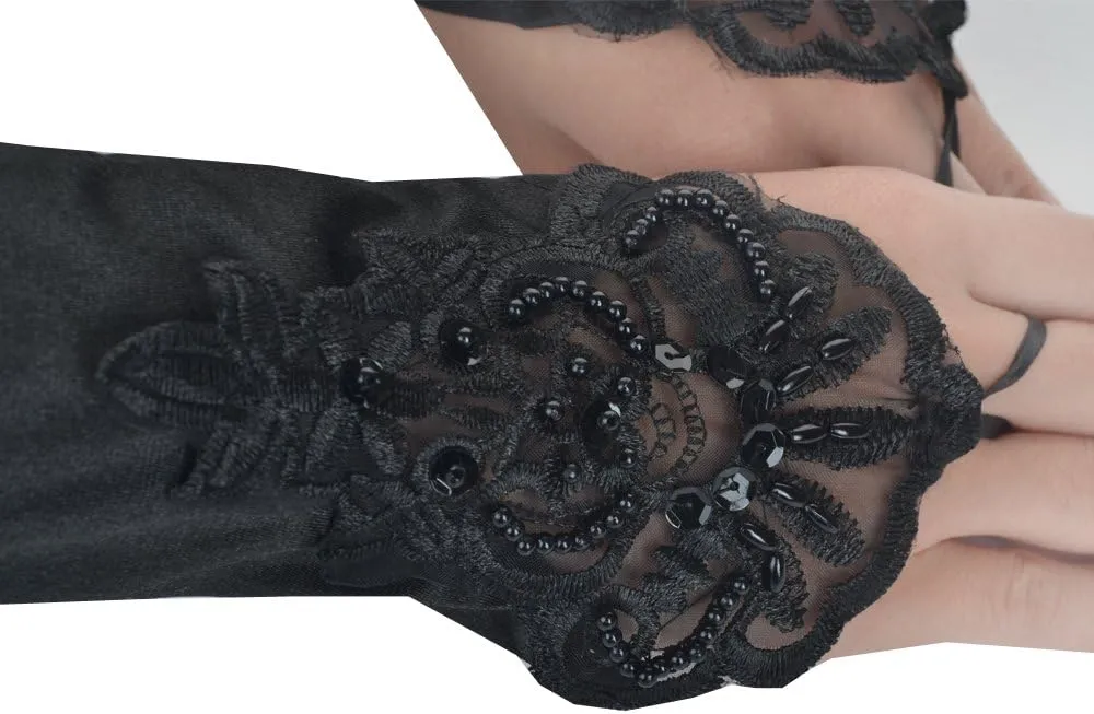 JISEN Women 20s Satin gloves Formal Bridal Banquet Party Wedding Opera Colorful Mitten