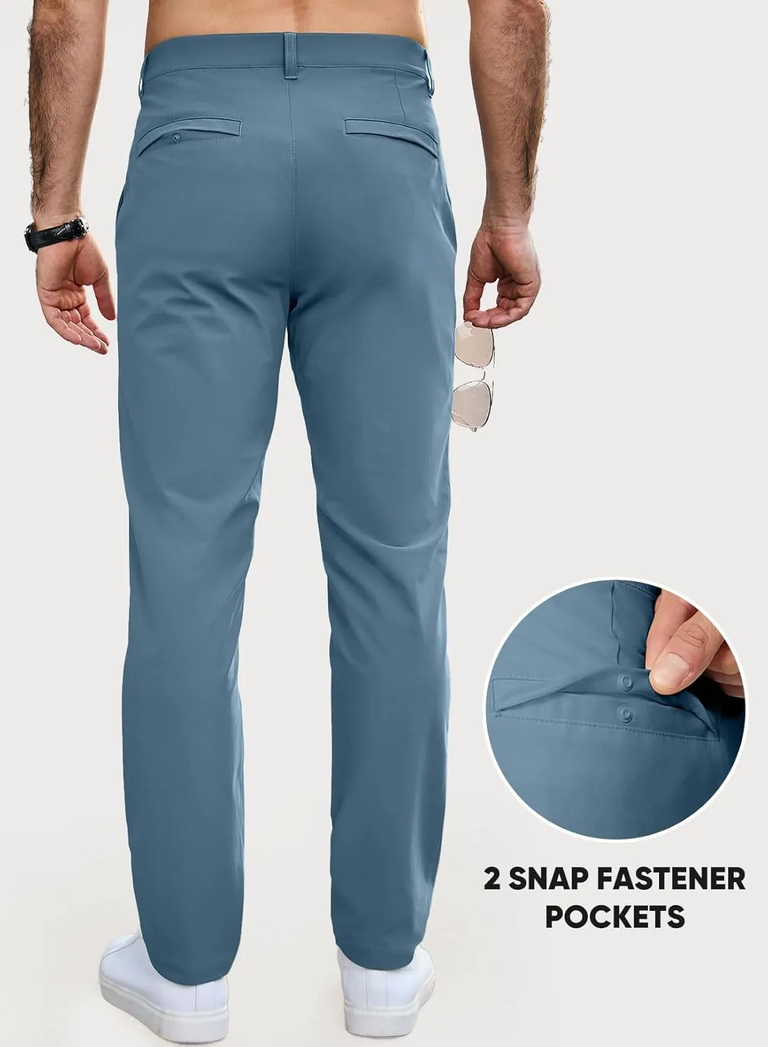 JMIERR Mens Chino Pants Casual Stretch Golf Pants Waist Tapered Trousers Lightweight Comfy Pants with Zipper Pockets