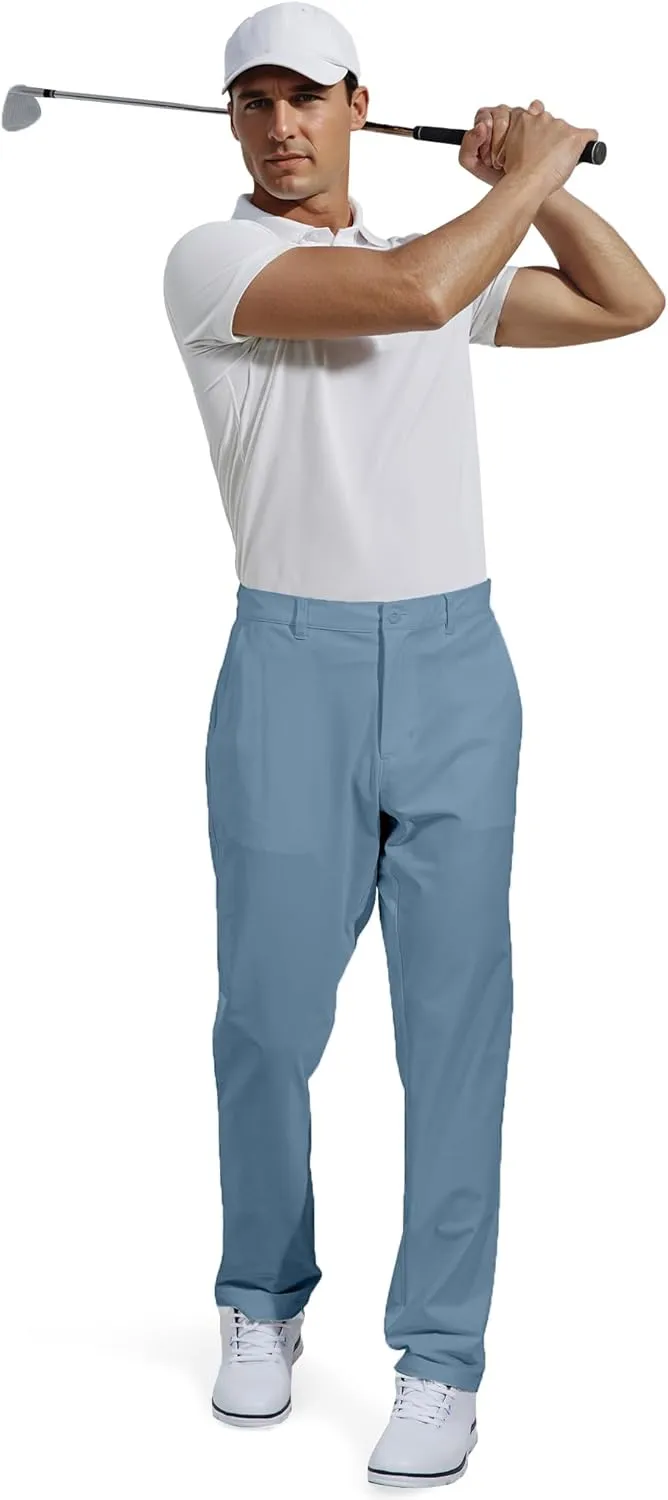 JMIERR Mens Chino Pants Casual Stretch Golf Pants Waist Tapered Trousers Lightweight Comfy Pants with Zipper Pockets