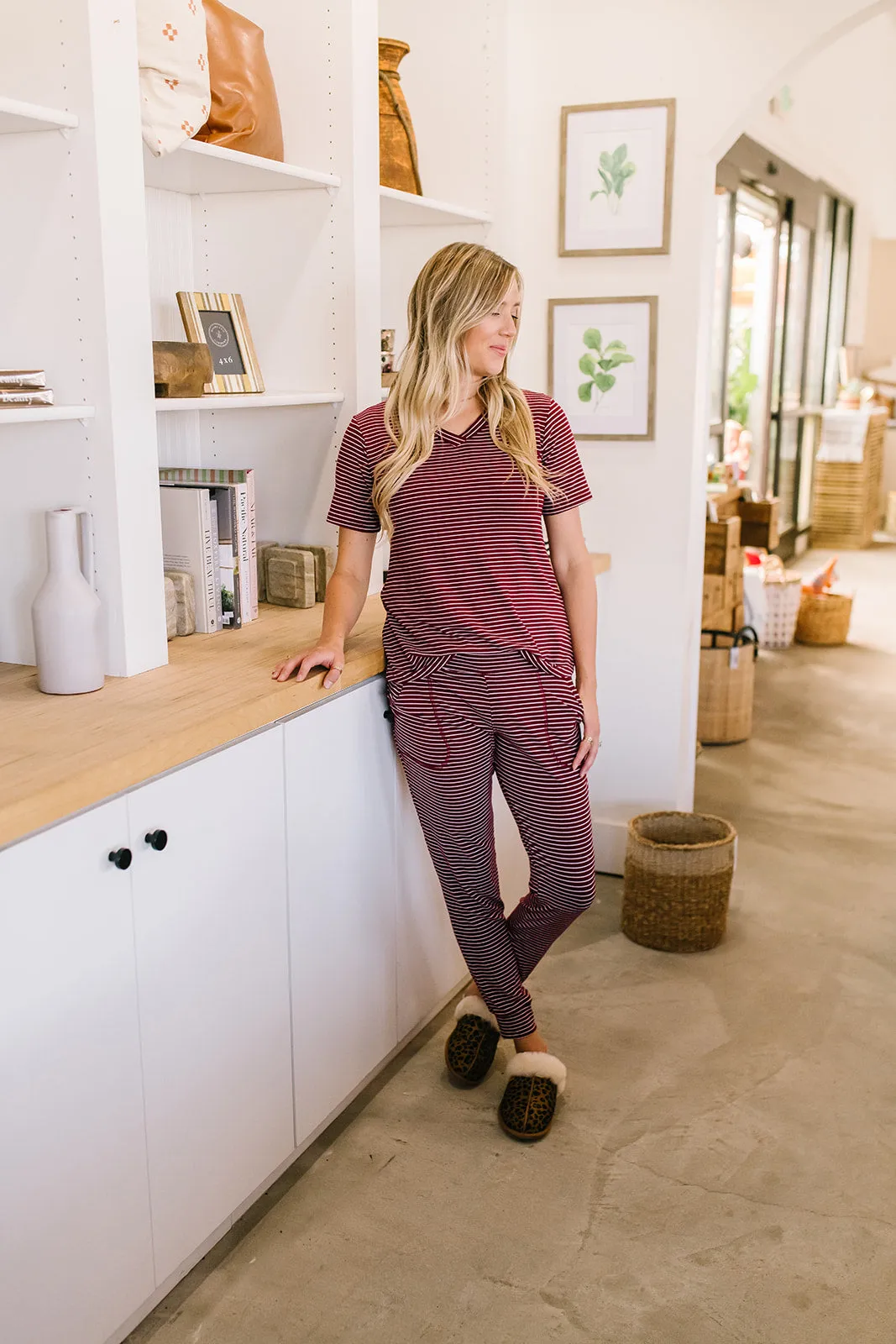 Jodi Burgundy Ribbed Stripe