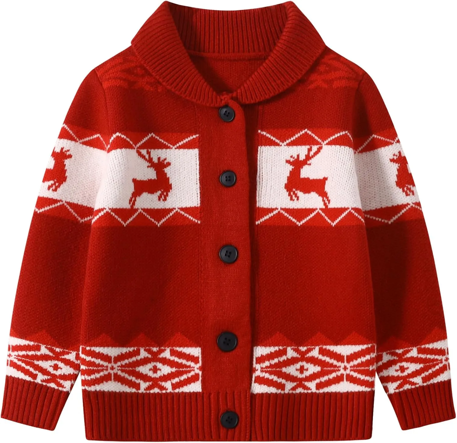 Kids Boys Girls Christmas Cardigans Ugly Xmas Sweaters Reindeer Snowflake Shawl Collar Knitted Cardigan Sweater