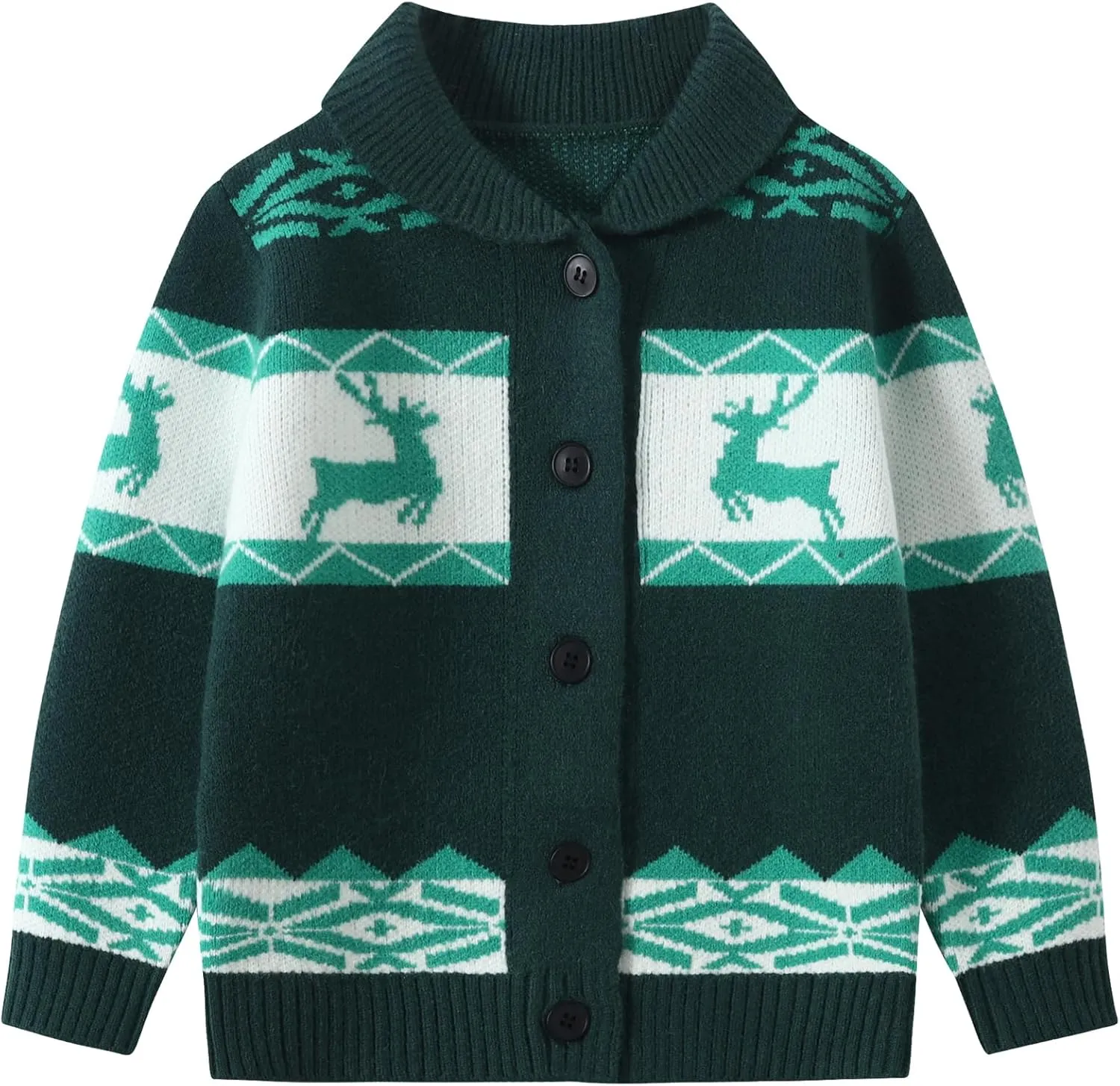 Kids Boys Girls Christmas Cardigans Ugly Xmas Sweaters Reindeer Snowflake Shawl Collar Knitted Cardigan Sweater