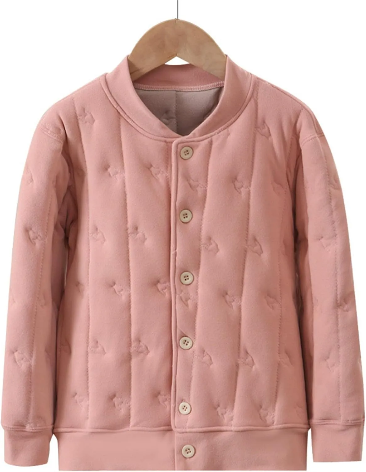 Kids Winter Coat Fleece Lined Quilted Jacket Padded Coat Boys Girls Button Down Cotton Thicken Warm Insulated Jacket