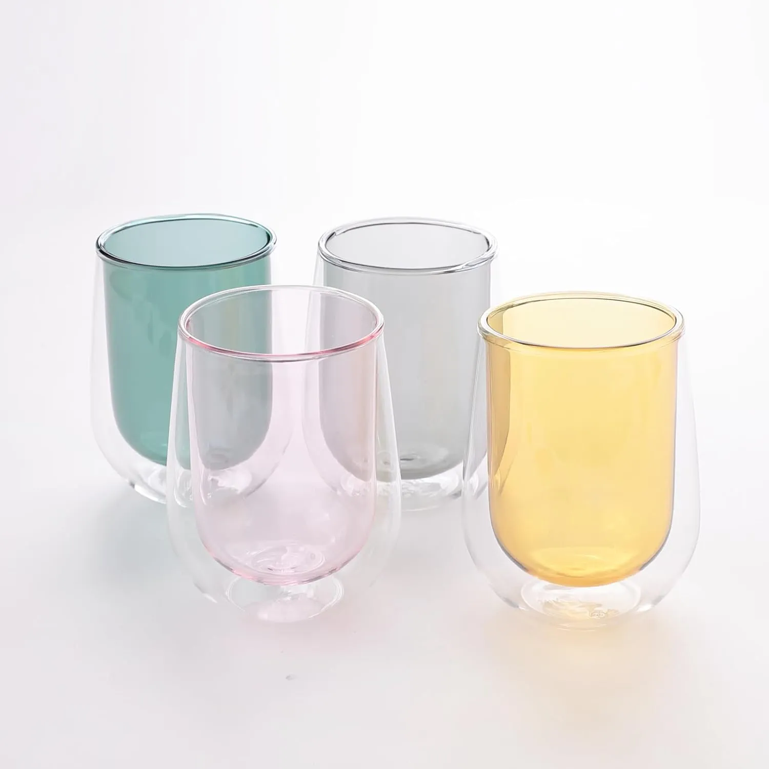 Kuber Industries 8 Pcs Double Walled Borosilicate Glass | High Thermal Resistance | Microwave & Dishwasher Safe | 190 ML | Pack of 4 | Pink