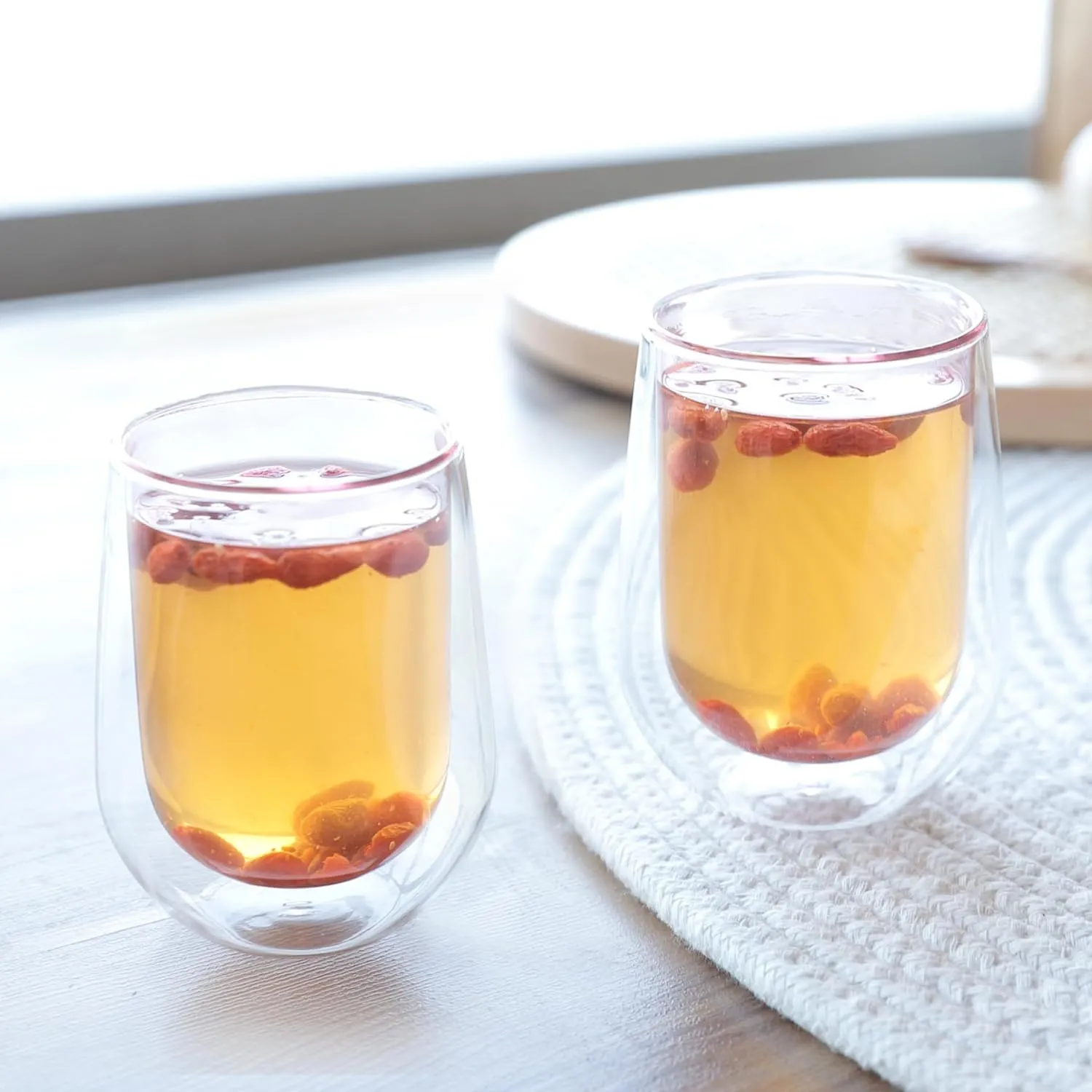 Kuber Industries 8 Pcs Double Walled Borosilicate Glass | High Thermal Resistance | Microwave & Dishwasher Safe | 190 ML | Pack of 4 | Pink