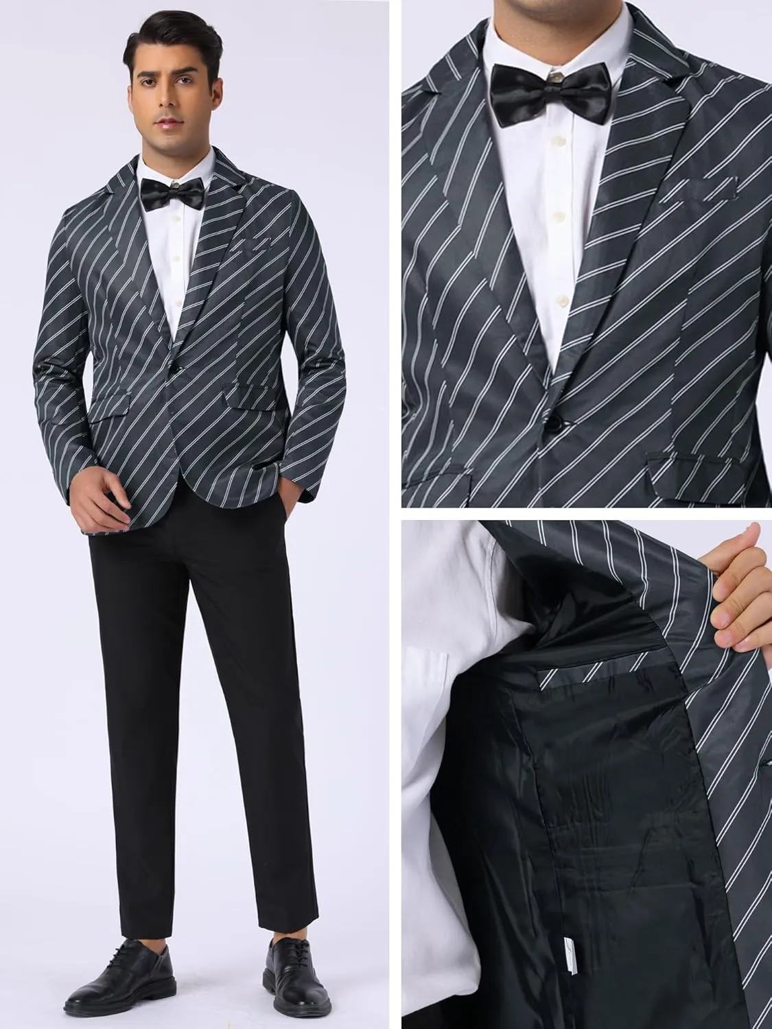 Lars Amadeus Stripe Blazer for Men's Notch Lapel Business Suit Jacket Stripes Sports Coat
