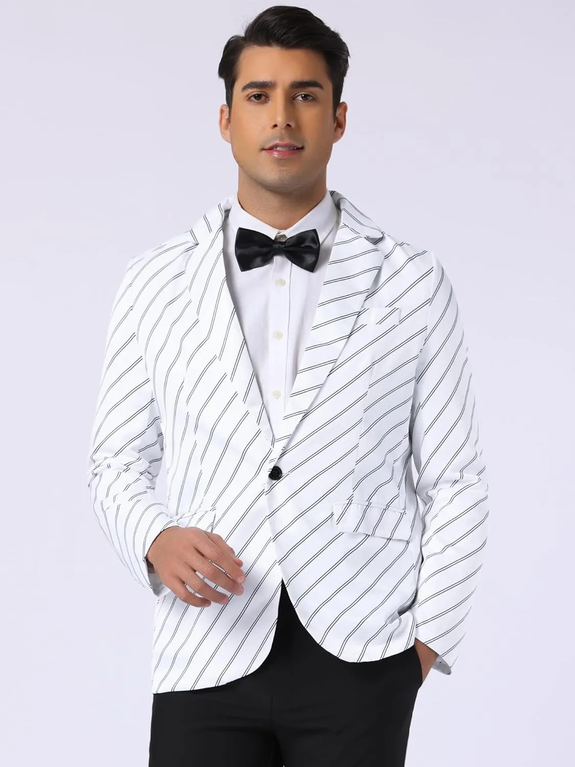 Lars Amadeus Stripe Blazer for Men's Notch Lapel Business Suit Jacket Stripes Sports Coat