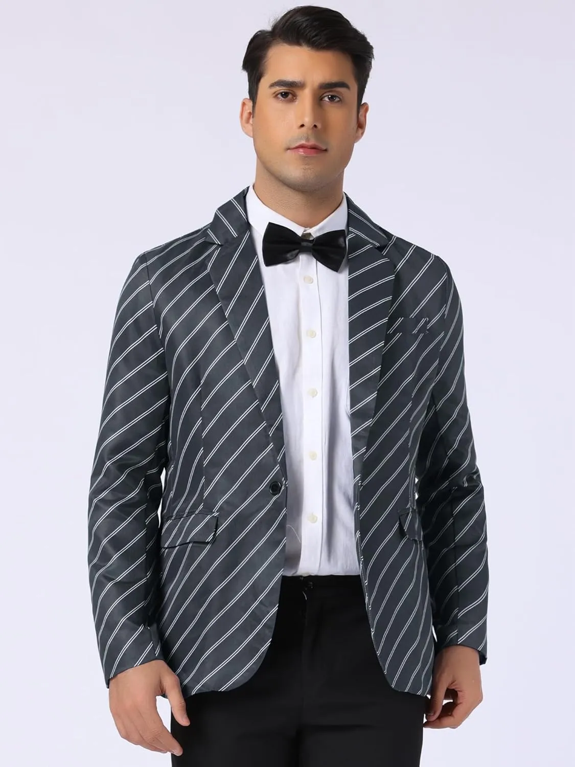 Lars Amadeus Stripe Blazer for Men's Notch Lapel Business Suit Jacket Stripes Sports Coat