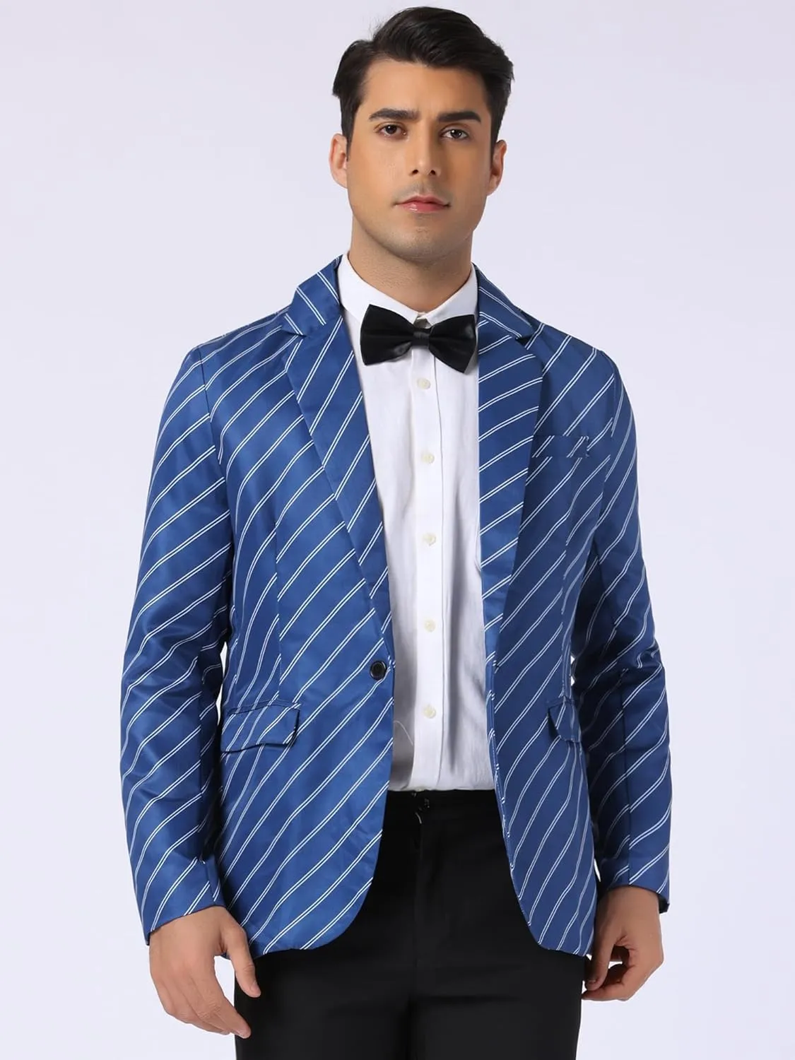 Lars Amadeus Stripe Blazer for Men's Notch Lapel Business Suit Jacket Stripes Sports Coat