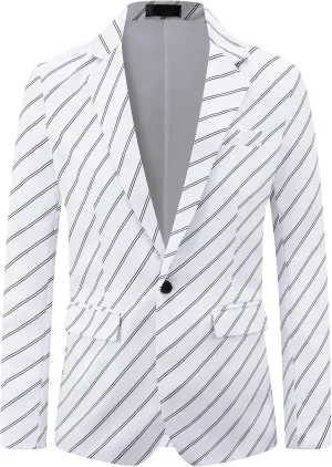 Lars Amadeus Stripe Blazer for Men's Notch Lapel Business Suit Jacket Stripes Sports Coat
