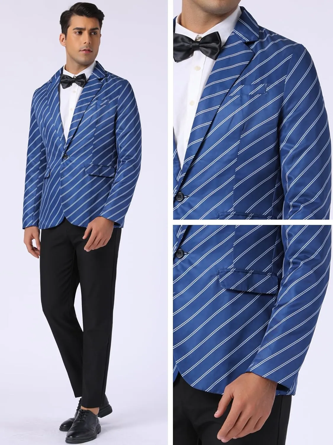 Lars Amadeus Stripe Blazer for Men's Notch Lapel Business Suit Jacket Stripes Sports Coat