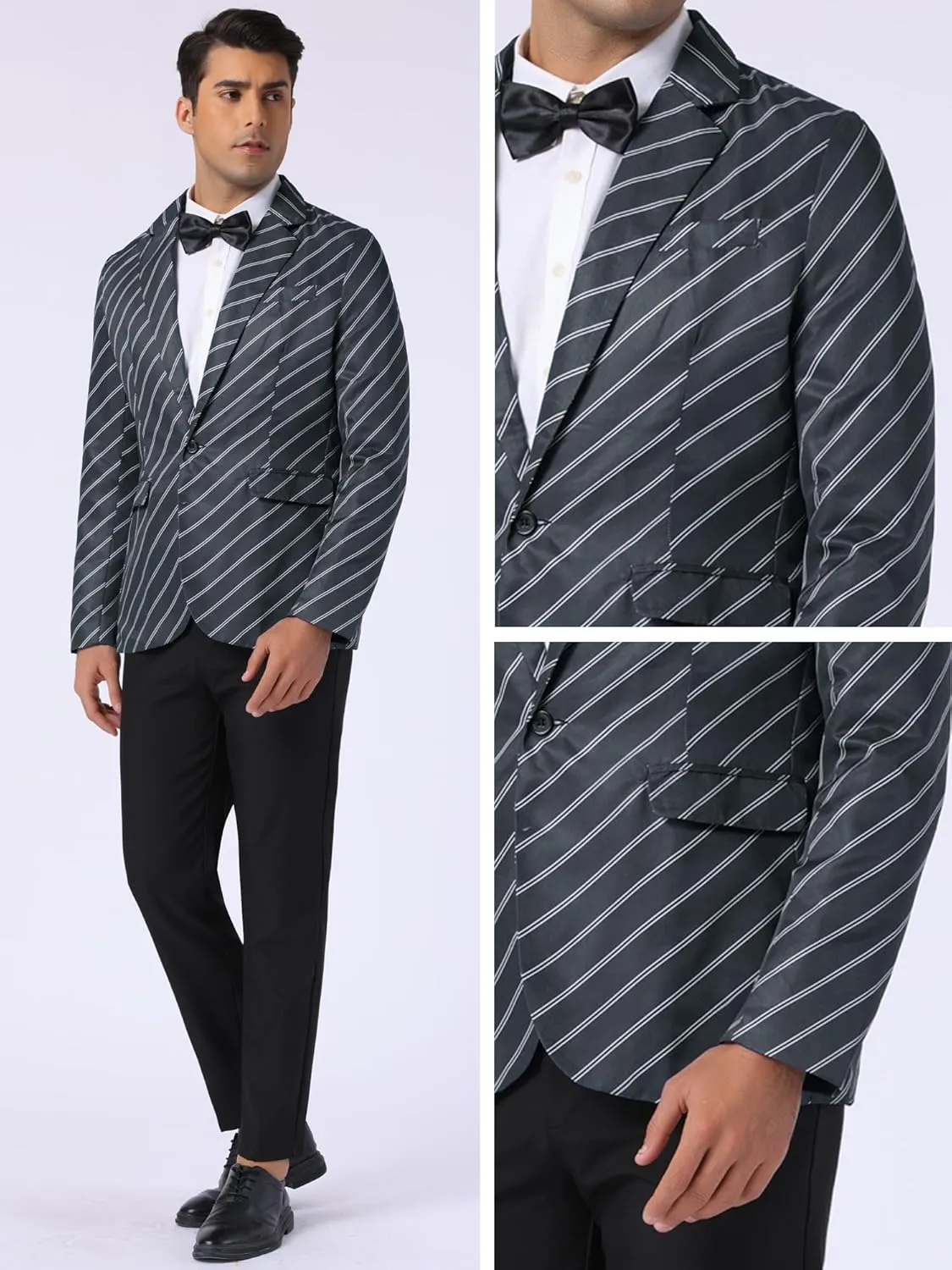 Lars Amadeus Stripe Blazer for Men's Notch Lapel Business Suit Jacket Stripes Sports Coat