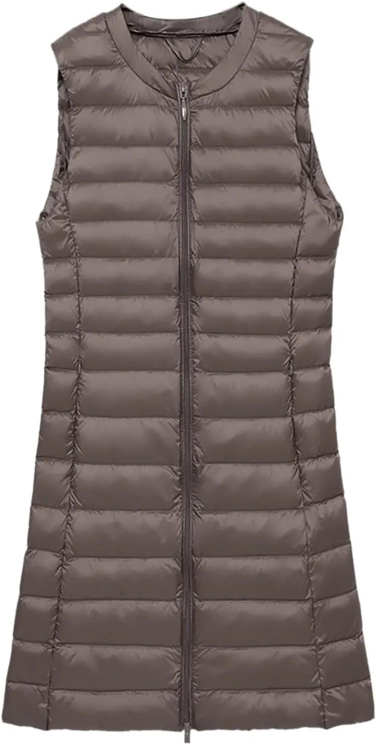 LCMTWX Womens Puffer Vest Long Winter Thin And Light Down Coat Casual Down Coat Slim Cotton Sleeveless Puffy Jacket with