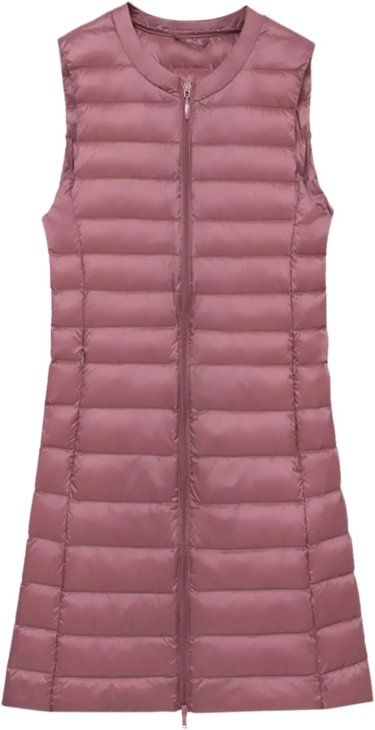 LCMTWX Womens Puffer Vest Long Winter Thin And Light Down Coat Casual Down Coat Slim Cotton Sleeveless Puffy Jacket with