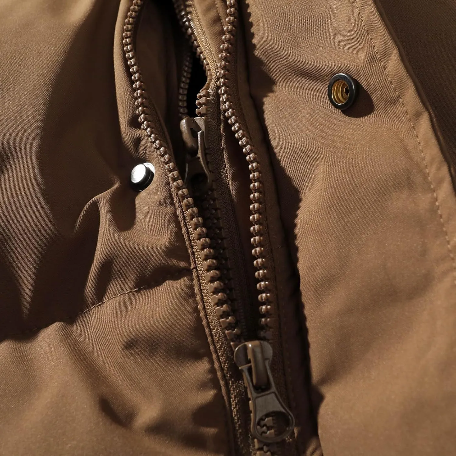 lcziwo Mens Oversized Winter Puffer Jacket Double Zipper Stand Collar Warm Quilted Coat Thick Outdoor Cotton-Padded Jacket