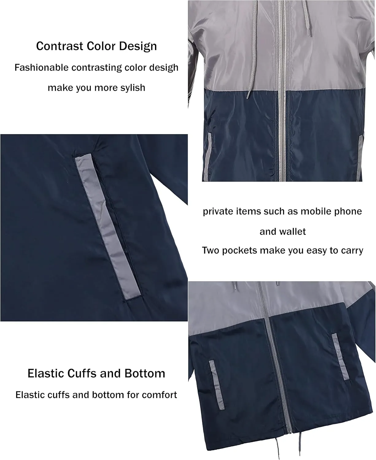 Lightweight Men's Windbreaker - Breathable Hooded Jacket for Outdoors & Commutes