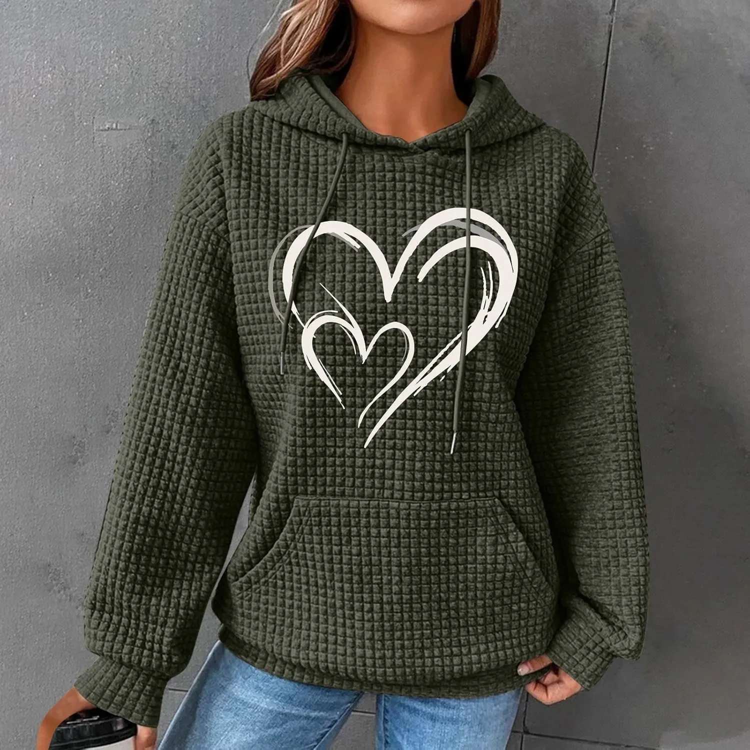 Long Sleeve Printed Oversized Hoodies Sweatshirts for Women Winter Crew Neck Long Sleeve Pullover Teen Tops Clothes