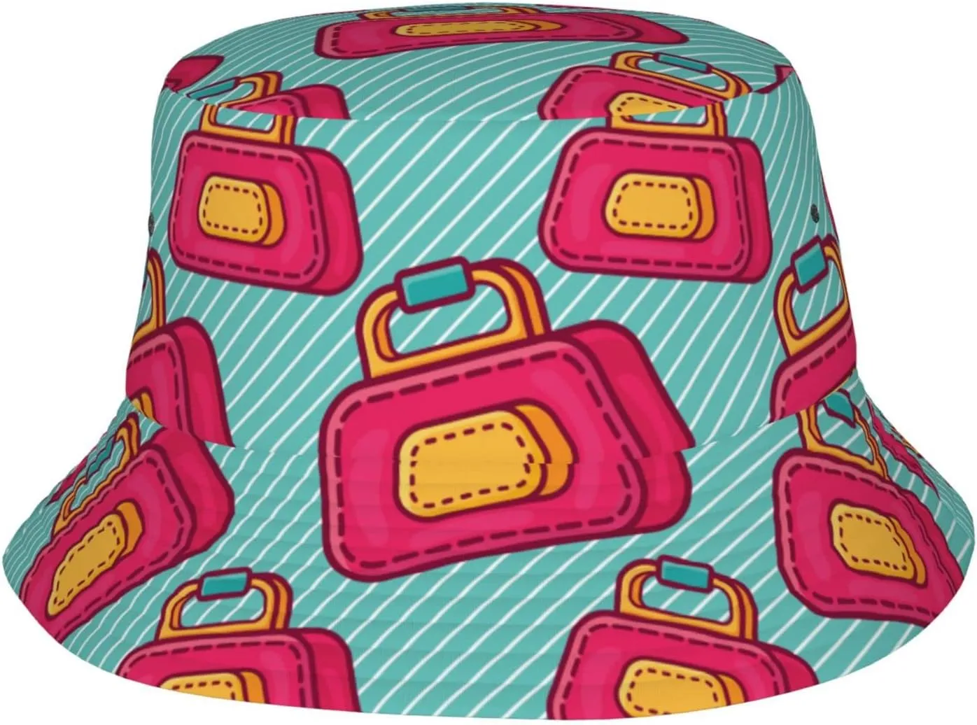 Luggage Bag Seamless Pattern Bucket Hat for Women Men Bucket Hats Summer Sun Hats Beach Travel Fishing Golf Cap Black