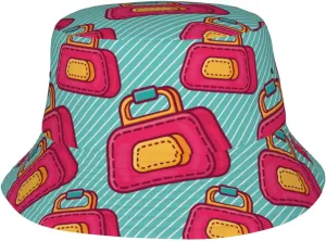 Luggage Bag Seamless Pattern Bucket Hat for Women Men Bucket Hats Summer Sun Hats Beach Travel Fishing Golf Cap Black