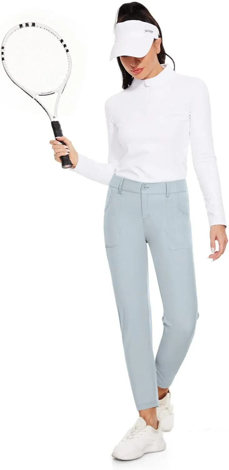 M MOTEEPI Womens Golf Shirt Long Sleeve Athletic Quarter Zip Pullover Sun Protection with Pocket