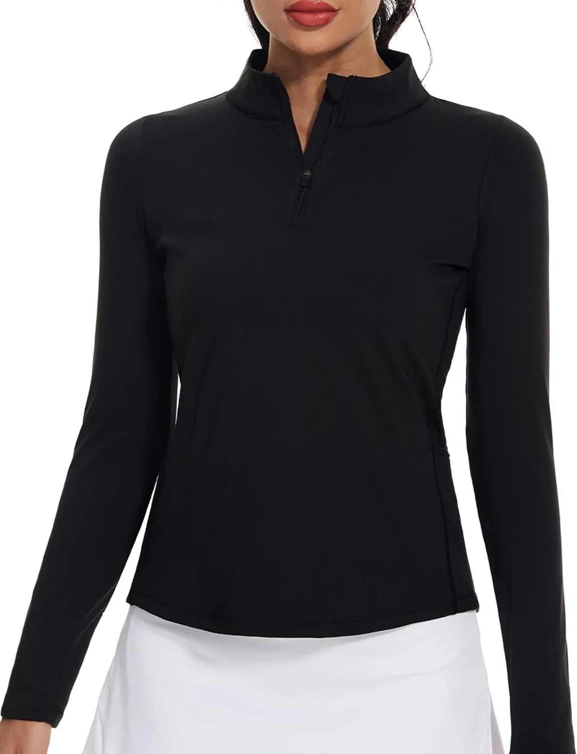 M MOTEEPI Womens Golf Shirt Long Sleeve Athletic Quarter Zip Pullover Sun Protection with Pocket