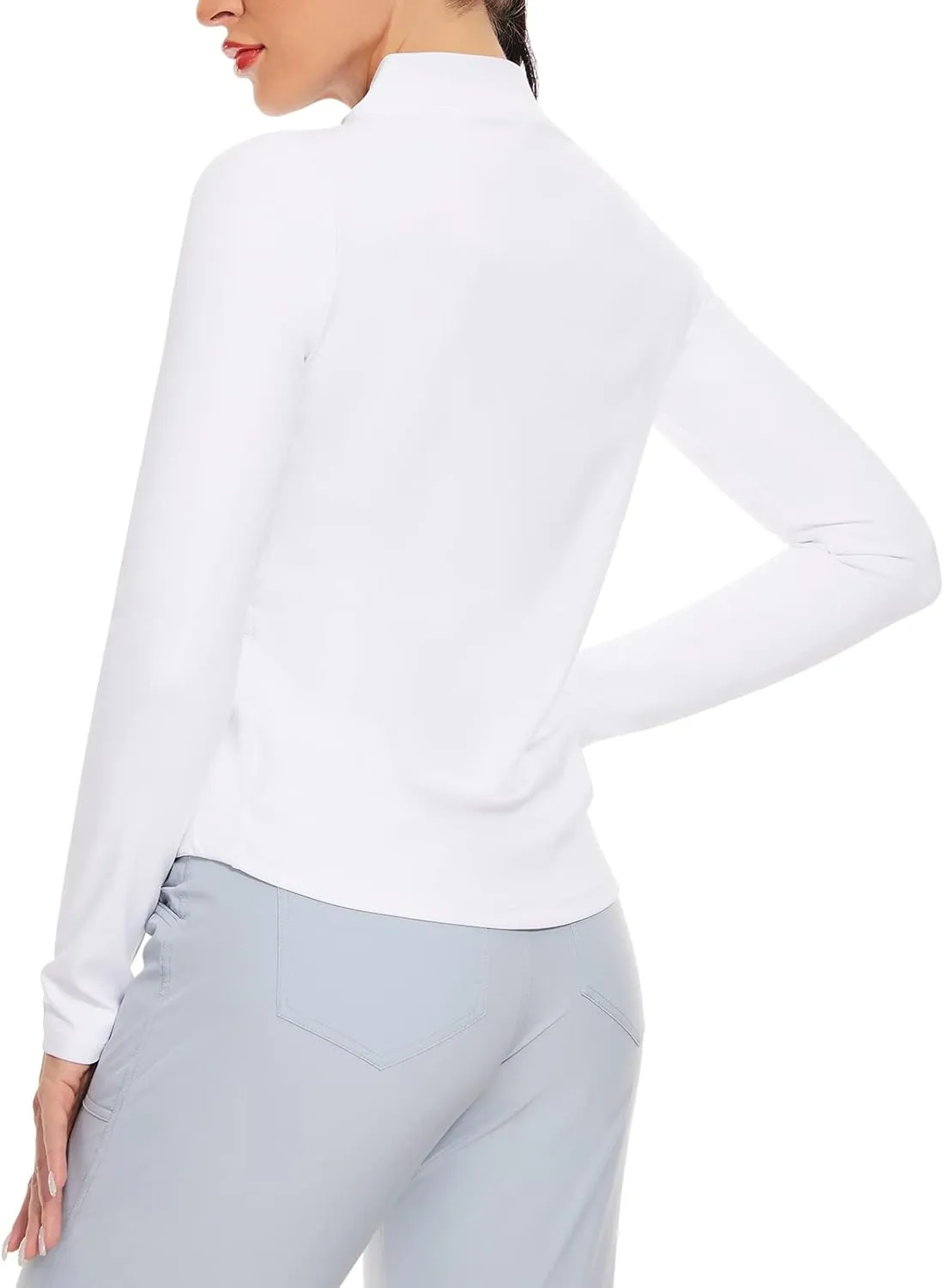 M MOTEEPI Womens Golf Shirt Long Sleeve Athletic Quarter Zip Pullover Sun Protection with Pocket