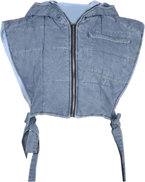 Maixang Women's Cropped Padded Camo Vest Denim Sleeveless Puffer Gilet Y2K Hooded Camouflage Vest Army Jacket Coat