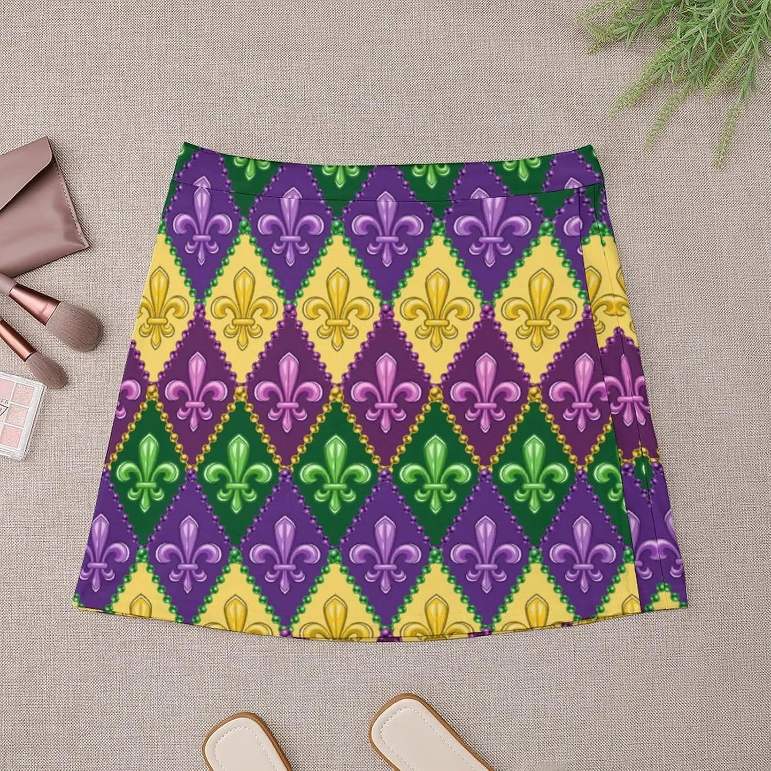 Mardi Gras Short Skirt Culottes Womans Athletic Skorts Golf Skirts Mini Shorts High Waist Breathable Sport Skort