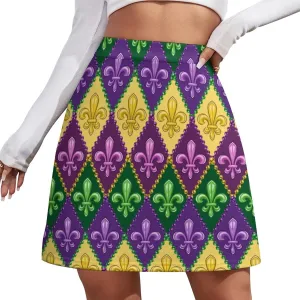 Mardi Gras Short Skirt Culottes Womans Athletic Skorts Golf Skirts Mini Shorts High Waist Breathable Sport Skort