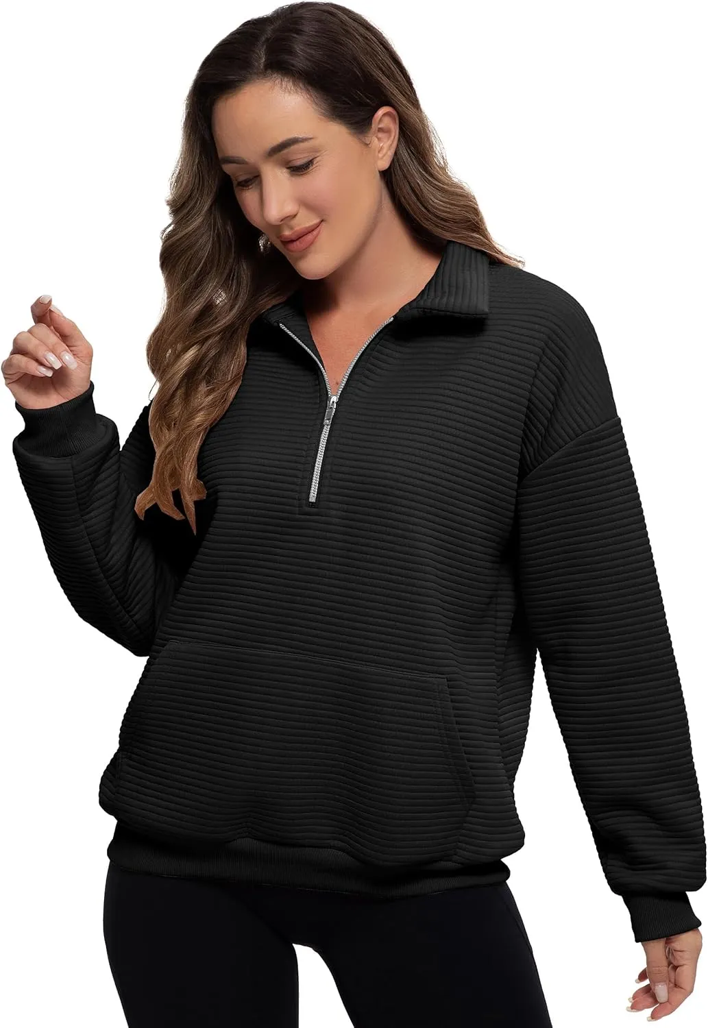 MathCat Womens Oversized Sweatshirts Half Zip Pullover Hoodies Casual Sweaters Loose Fit Fall Winter Fashion Clothes Outfits