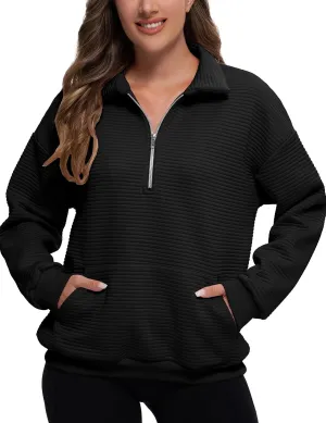 MathCat Womens Oversized Sweatshirts Half Zip Pullover Hoodies Casual Sweaters Loose Fit Fall Winter Fashion Clothes Outfits