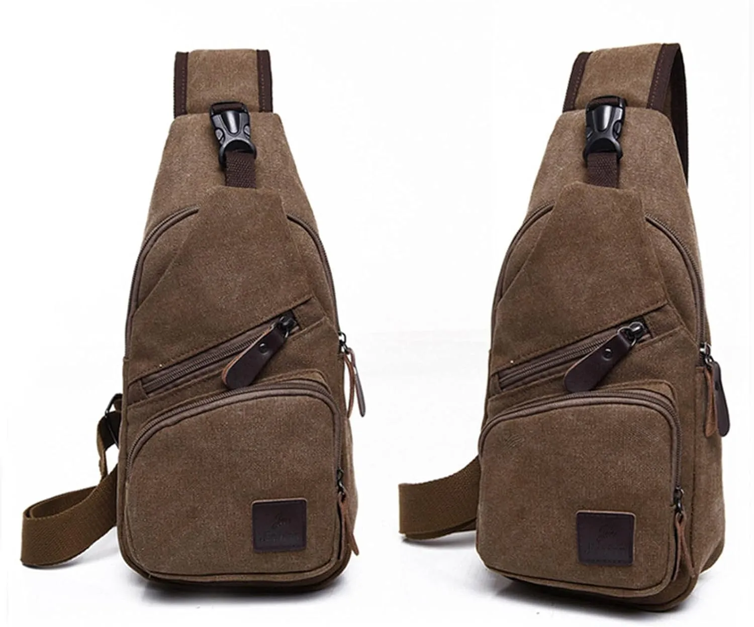 Men Messenger Bags Fashion Outdoor Canvas Chest Bags Bike Functional Pocket Travel Backpack Bears (Coffee, One Size)